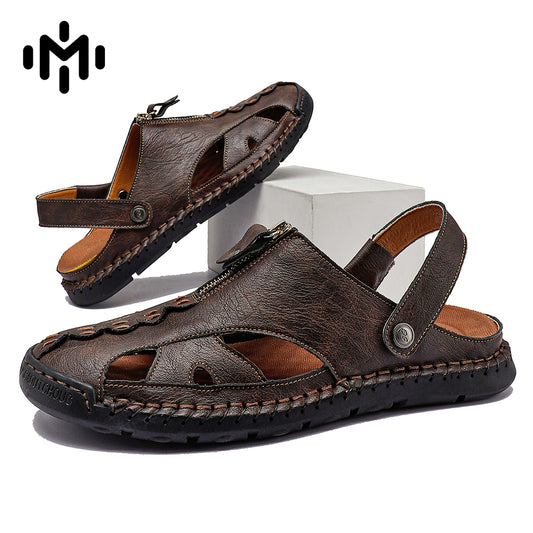 FJ-7026 Summer Men's Leather-Trimmed Breathable Beach Sandals