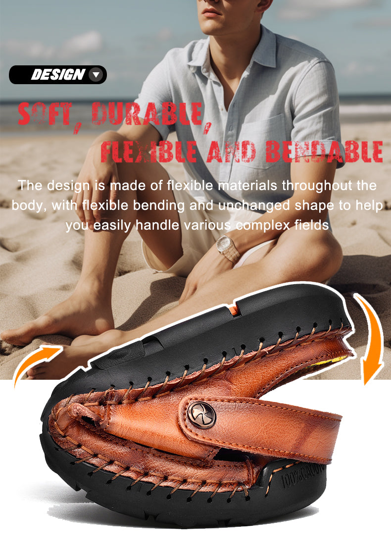 FJ-7026 Summer Men's Leather-Trimmed Breathable Beach Sandals