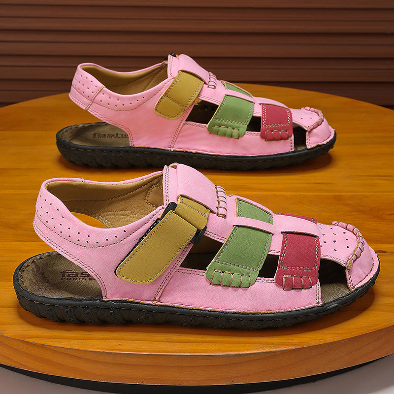FJ-9936 Rome's new thick-soled, versatile, retro mid-heel sandals