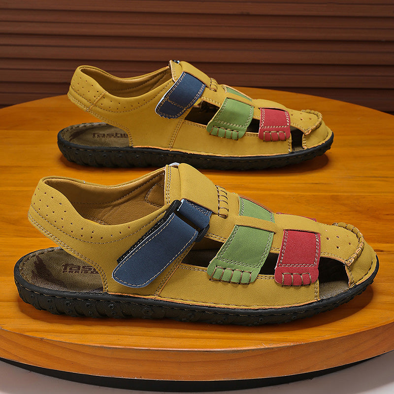 FJ-9936 Rome's new thick-soled, versatile, retro mid-heel sandals