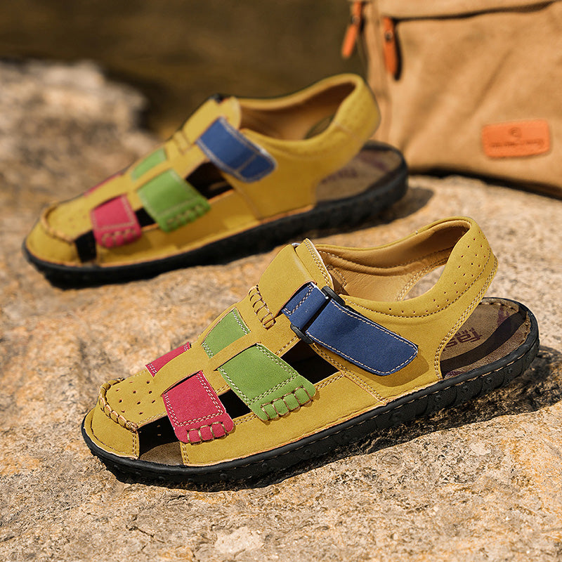 FJ-9936 Rome's new thick-soled, versatile, retro mid-heel sandals