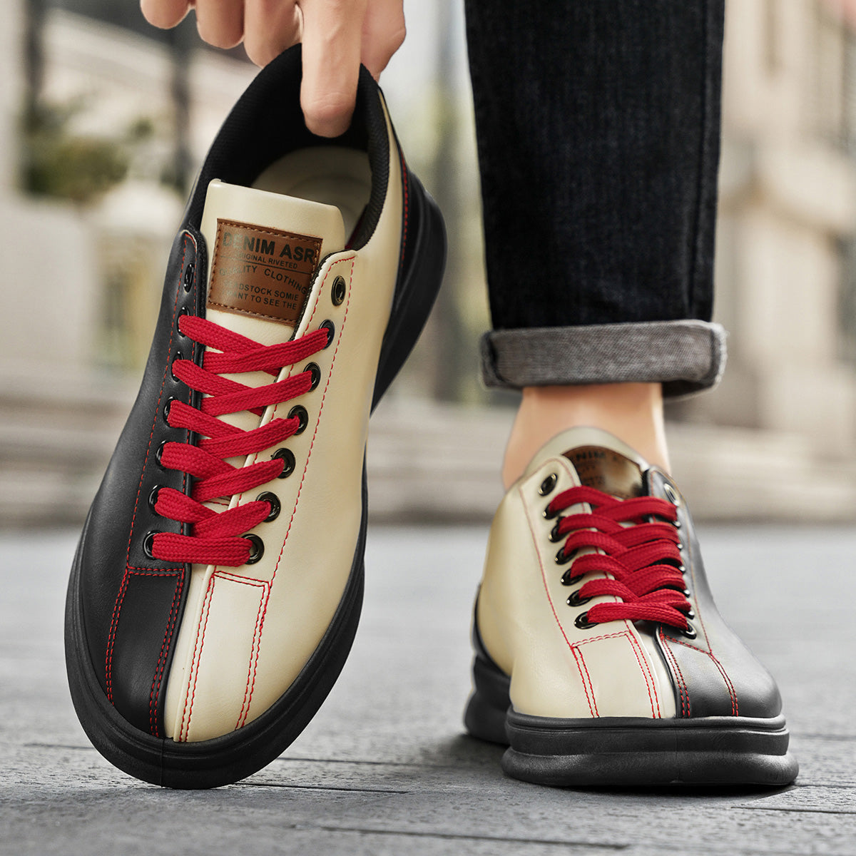 T1268 Trendy Color-Blocked Beetle Shoes