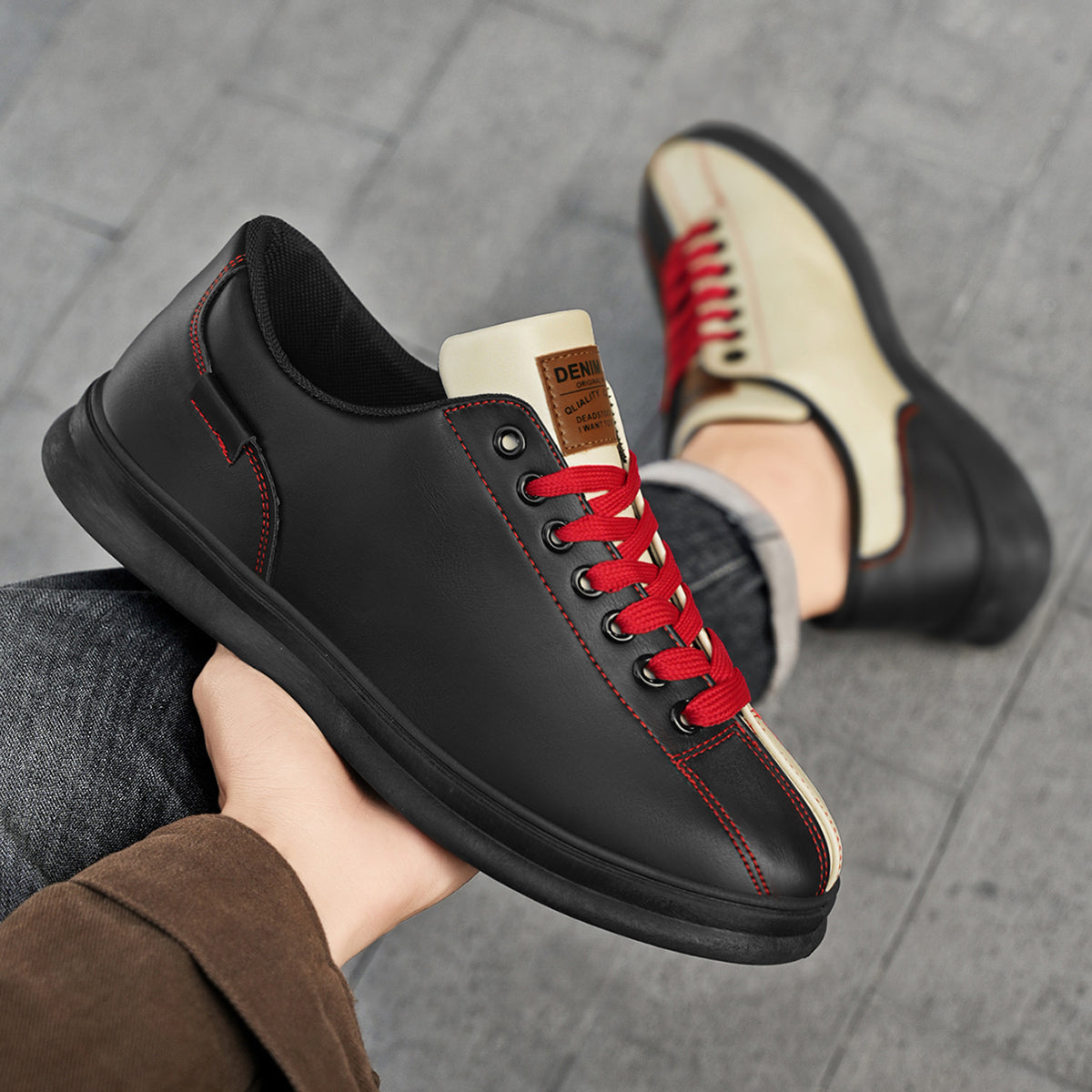 T1268 Trendy Color-Blocked Beetle Shoes