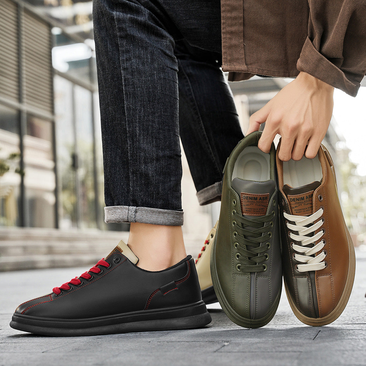 T1268 Trendy Color-Blocked Beetle Shoes
