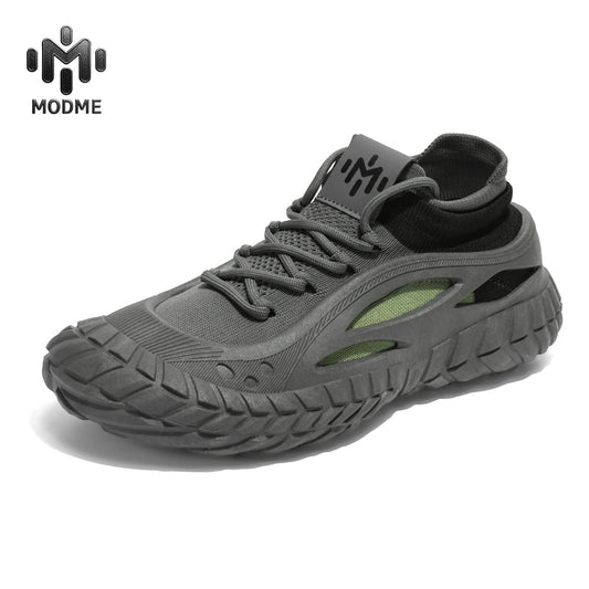 HX01 Men's summer breathable flyknit mesh construction work safety shoes with slip-resistant soles