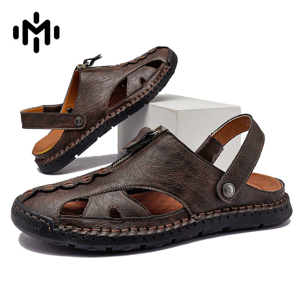FJ-7026 Summer Men's Leather-Trimmed Breathable Beach Sandals