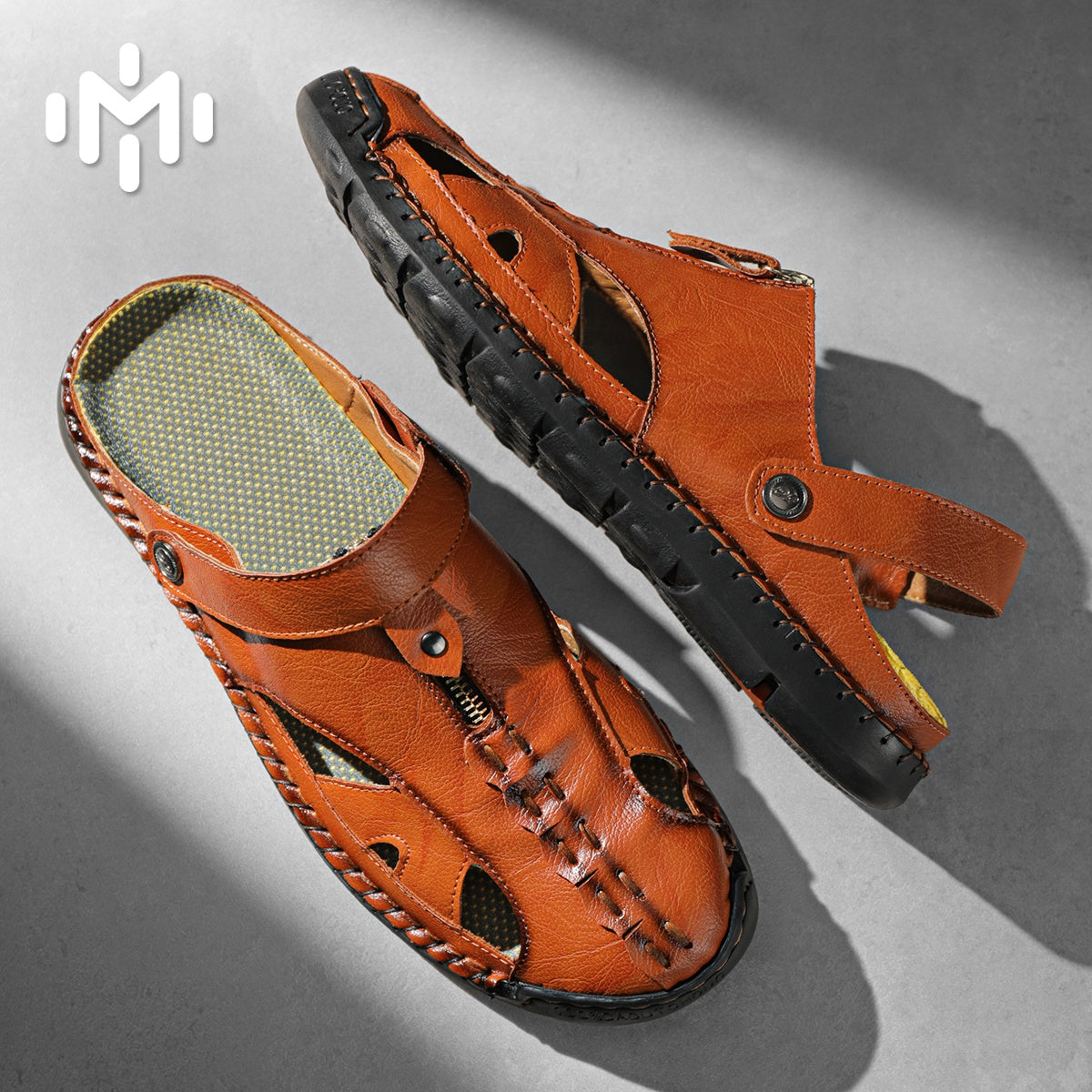 FJ-7026 Summer Men's Leather-Trimmed Breathable Beach Sandals