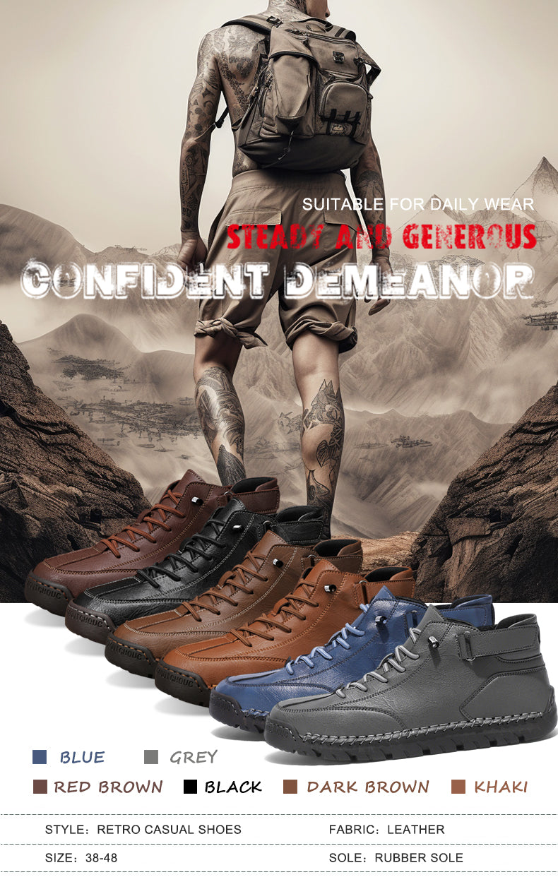 FJ-8009 Large size high-top suede boots with soft leather soles and a retro Martin boot design. detail image 1