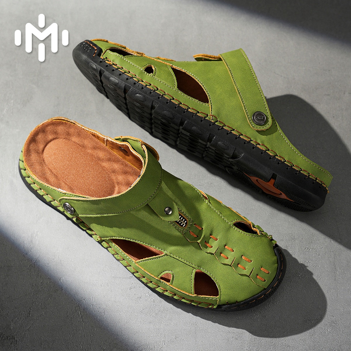 FJ-7026 Summer Men's Leather-Trimmed Breathable Beach Sandals