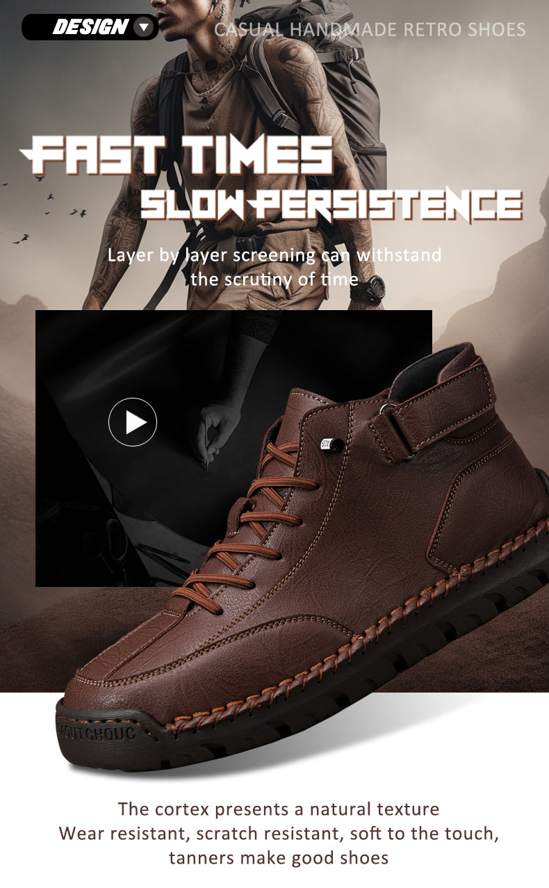 FJ-8009 Large size high-top suede boots with soft leather soles and a retro Martin boot design. detail image 2