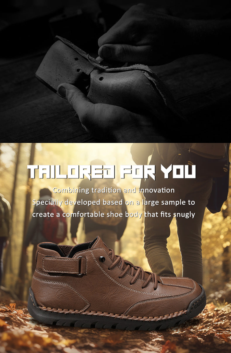 FJ-8009 Large size high-top suede boots with soft leather soles and a retro Martin boot design. detail image 3