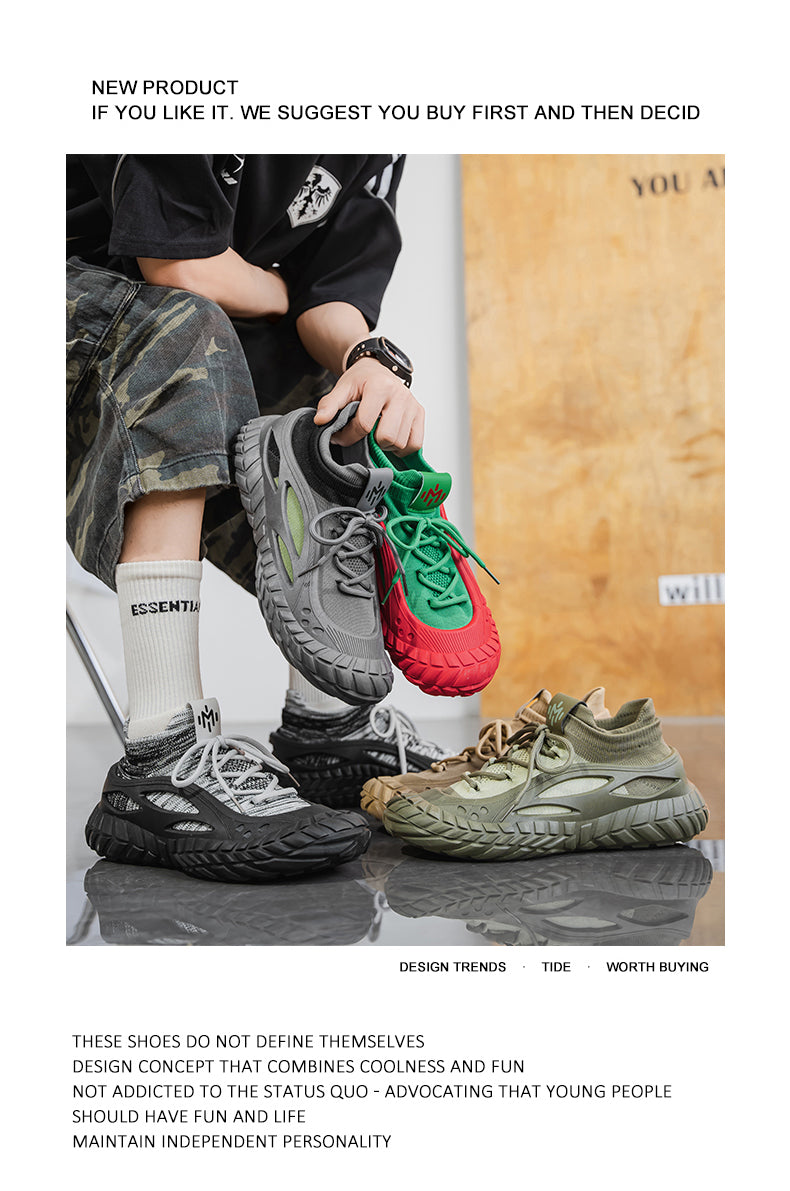 HX01 Men's summer breathable flyknit mesh construction work safety shoes with slip-resistant soles detail image 1