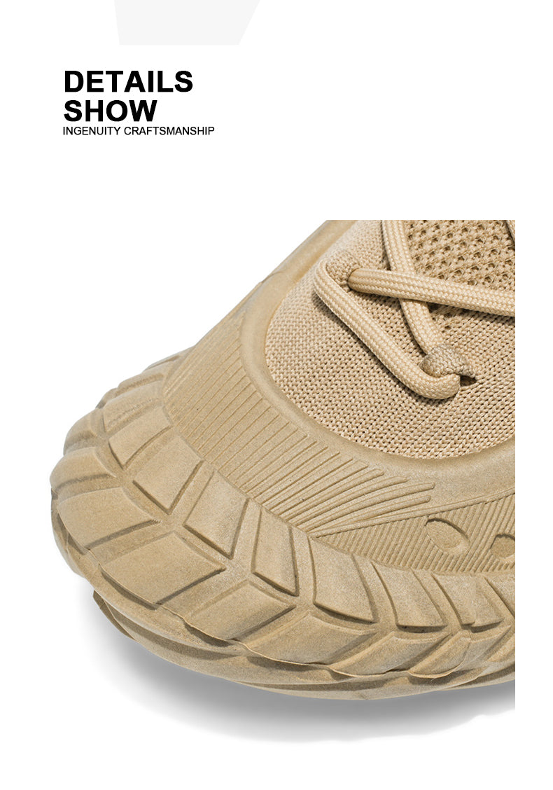 HX01 Men's summer breathable flyknit mesh construction work safety shoes with slip-resistant soles detail image 4