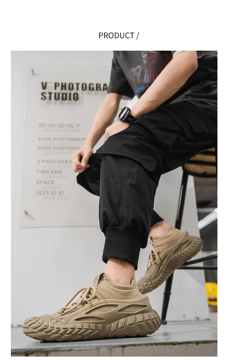 HX01 Men's summer breathable flyknit mesh construction work safety shoes with slip-resistant soles detail image 7