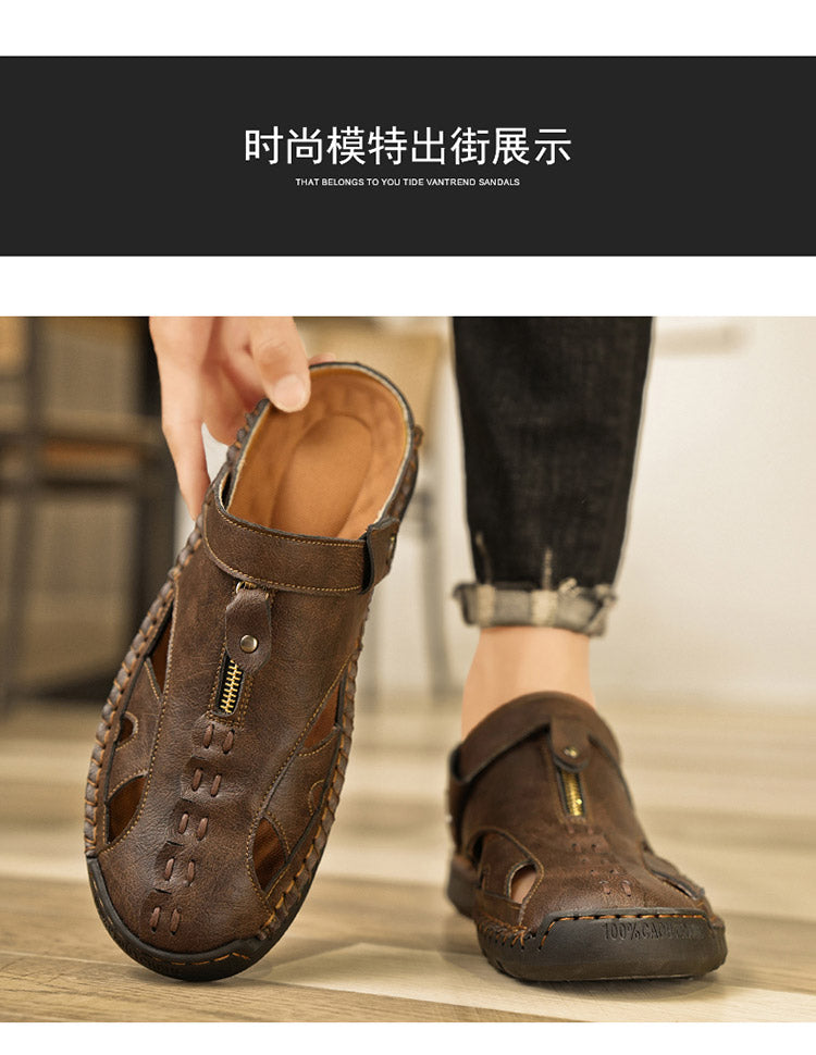 FJ-7026 Summer Men's Leather-Trimmed Breathable Beach Sandals detail image 7