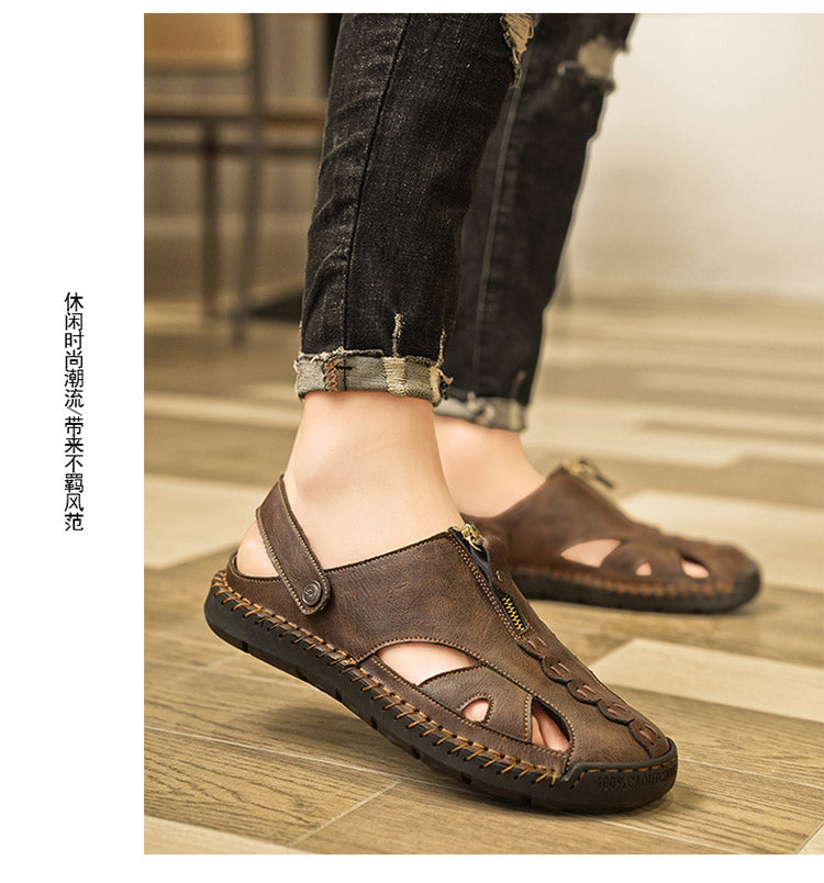 FJ-7026 Summer Men's Leather-Trimmed Breathable Beach Sandals detail image 8