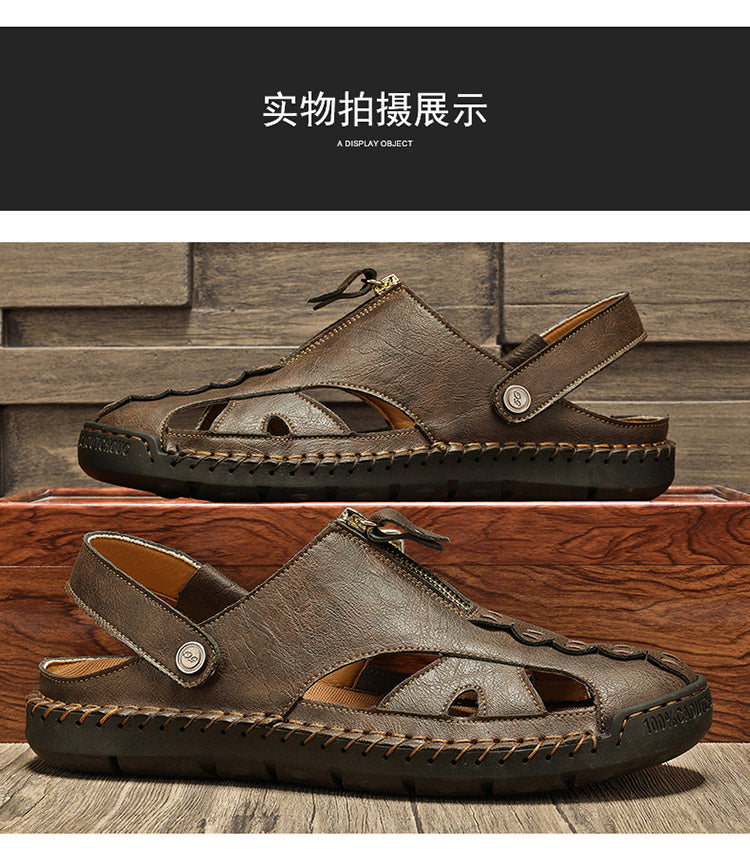 FJ-7026 Summer Men's Leather-Trimmed Breathable Beach Sandals detail image 10