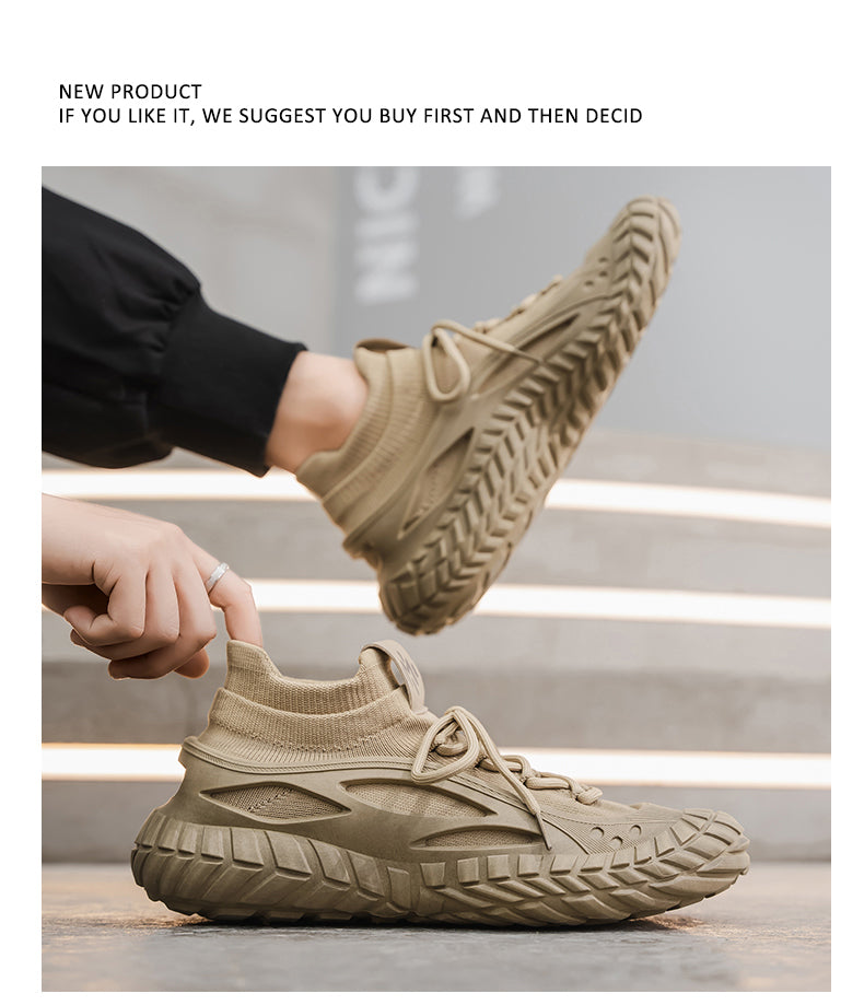 HX01 Men's summer breathable flyknit mesh construction work safety shoes with slip-resistant soles detail image 10