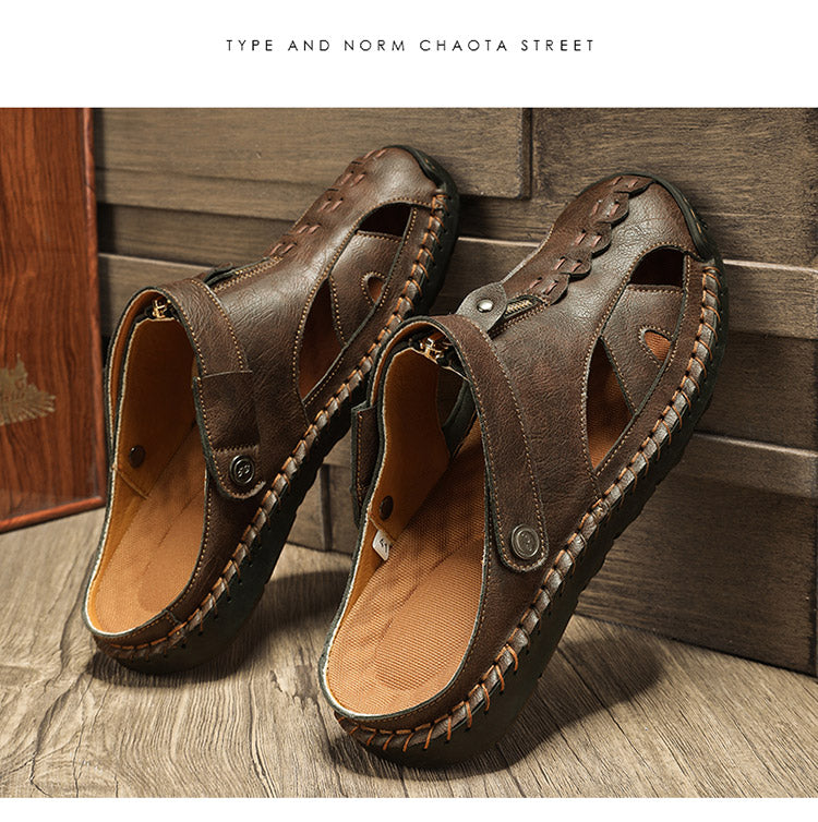 FJ-7026 Summer Men's Leather-Trimmed Breathable Beach Sandals detail image 11