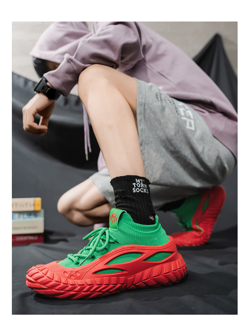 HX01 Men's summer breathable flyknit mesh construction work safety shoes with slip-resistant soles detail image 12