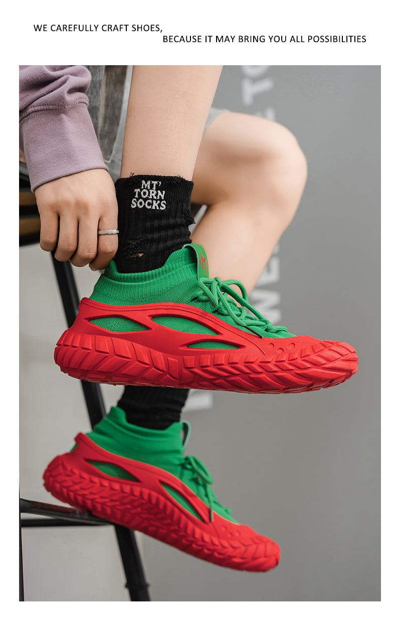 HX01 Men's summer breathable flyknit mesh construction work safety shoes with slip-resistant soles detail image 13