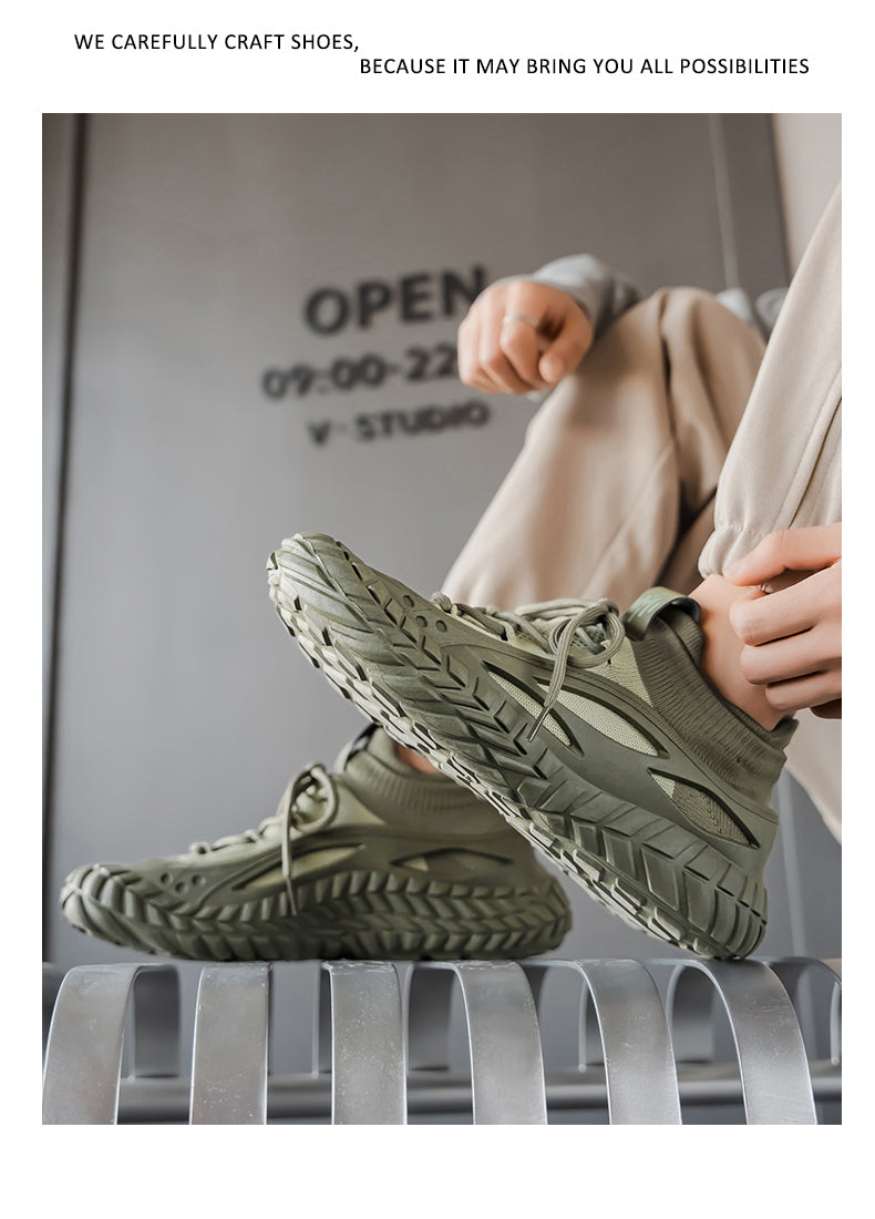 HX01 Men's summer breathable flyknit mesh construction work safety shoes with slip-resistant soles detail image 19