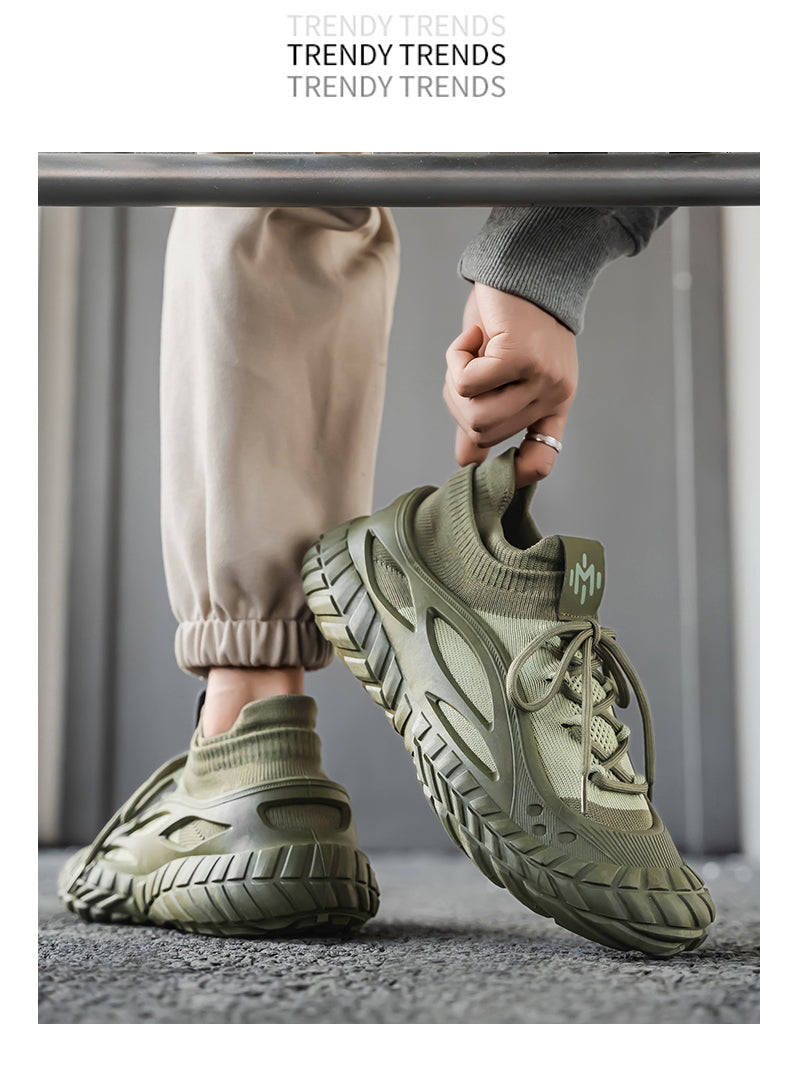 HX01 Men's summer breathable flyknit mesh construction work safety shoes with slip-resistant soles detail image 21