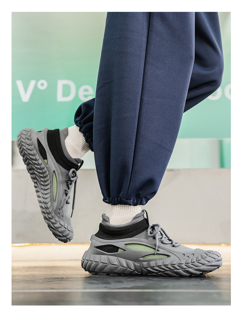 HX01 Men's summer breathable flyknit mesh construction work safety shoes with slip-resistant soles detail image 24