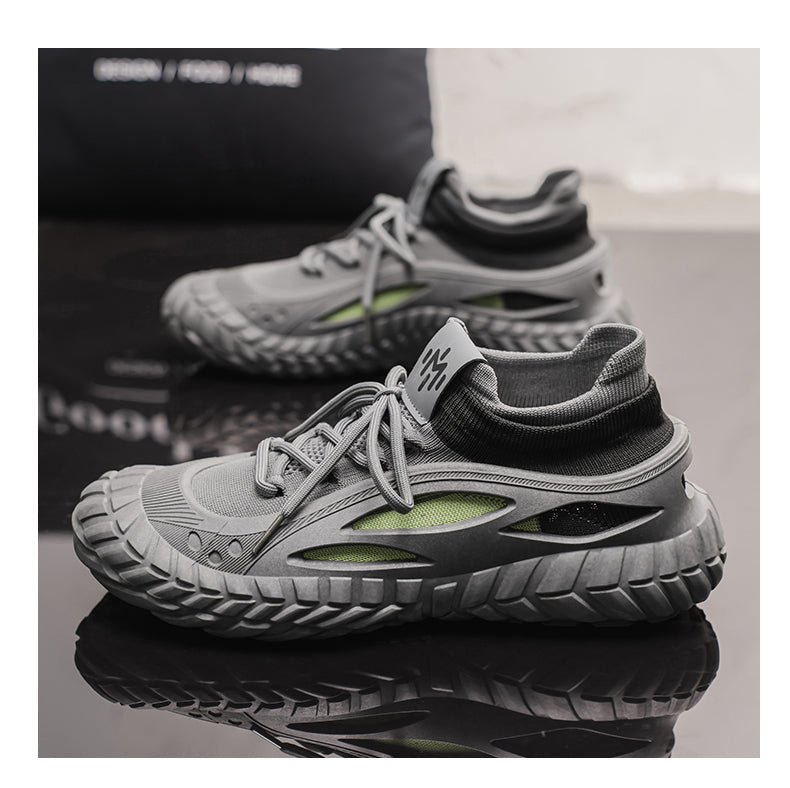 HX01 Men's summer breathable flyknit mesh construction work safety shoes with slip-resistant soles detail image 25