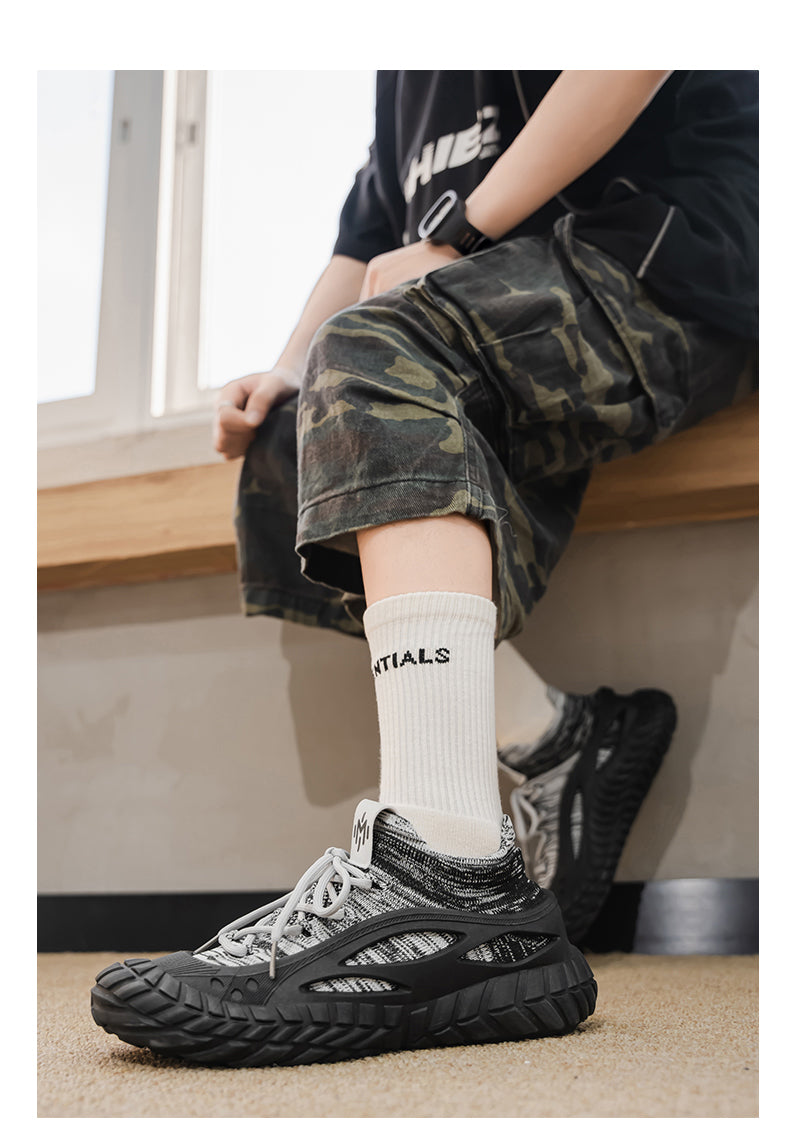 HX01 Men's summer breathable flyknit mesh construction work safety shoes with slip-resistant soles detail image 27