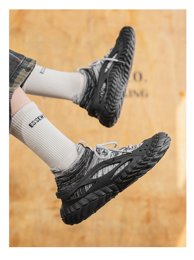 HX01 Men's summer breathable flyknit mesh construction work safety shoes with slip-resistant soles detail image 29