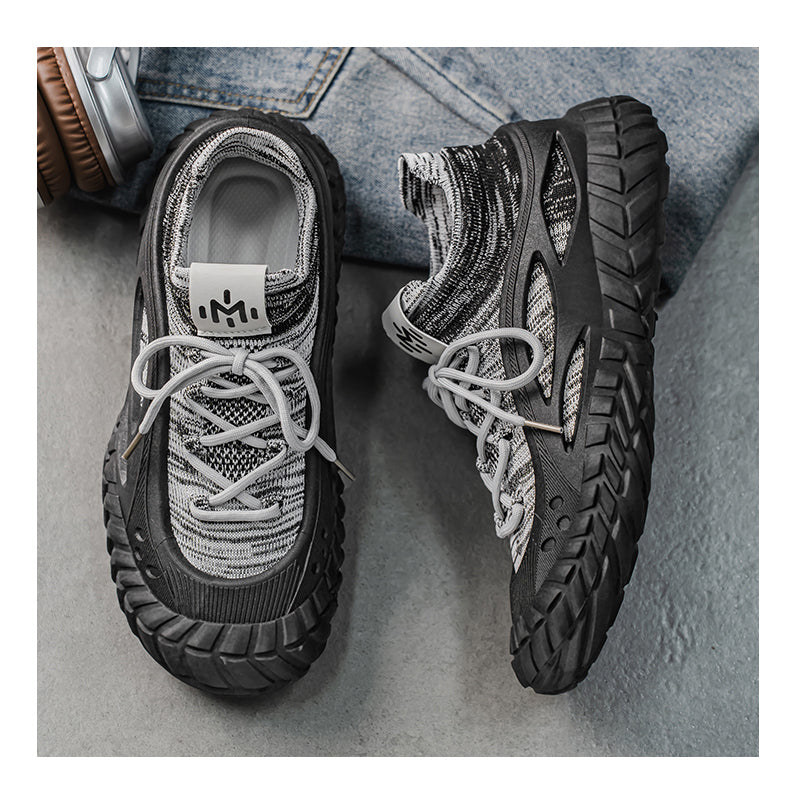 HX01 Men's summer breathable flyknit mesh construction work safety shoes with slip-resistant soles detail image 30