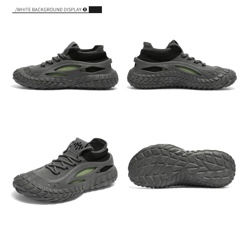 HX01 Men's summer breathable flyknit mesh construction work safety shoes with slip-resistant soles detail image 35