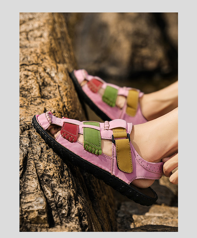 FJ-9936 Rome's new thick-soled, versatile, retro mid-heel sandals detail image 14