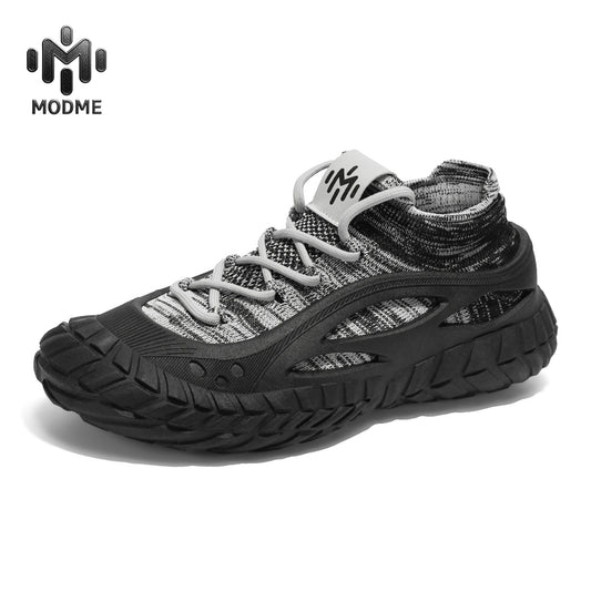 HX01 Men's summer breathable flyknit mesh construction work safety shoes with slip-resistant soles